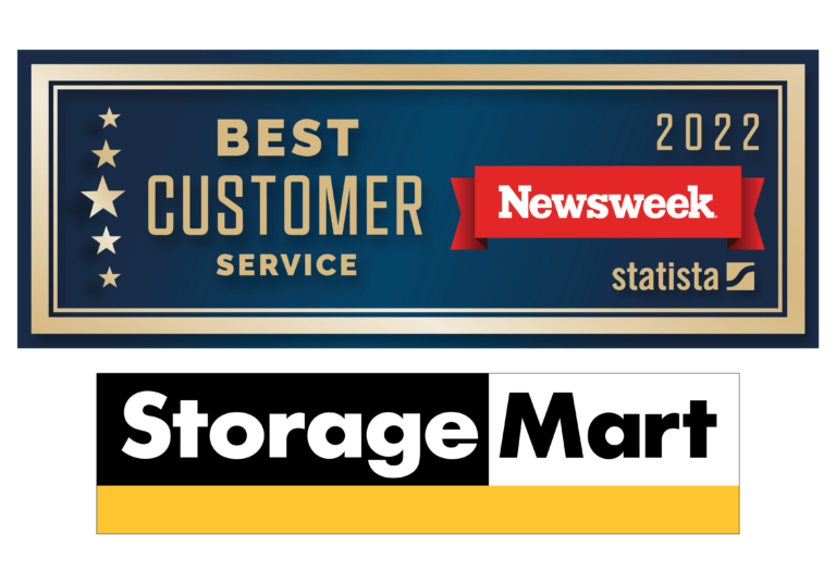 Newsweek Best Customer Service Award 2022 and StorageMart logo